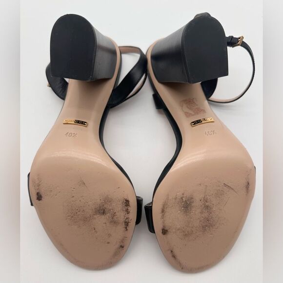 Gucci GG Marmont Ankle Wrap Sandals Black Leather High Heel EU 40.5 US 10.5 - Picture 7 of 13